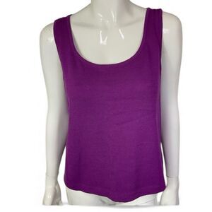 St. John Vintage Purple Santana Wool Scoop Neck Knit Sleeveless Tank Top Size M
